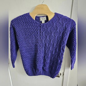 The Limited‎ Hand Knit Purple Cosby Coogi Sweater Size L
